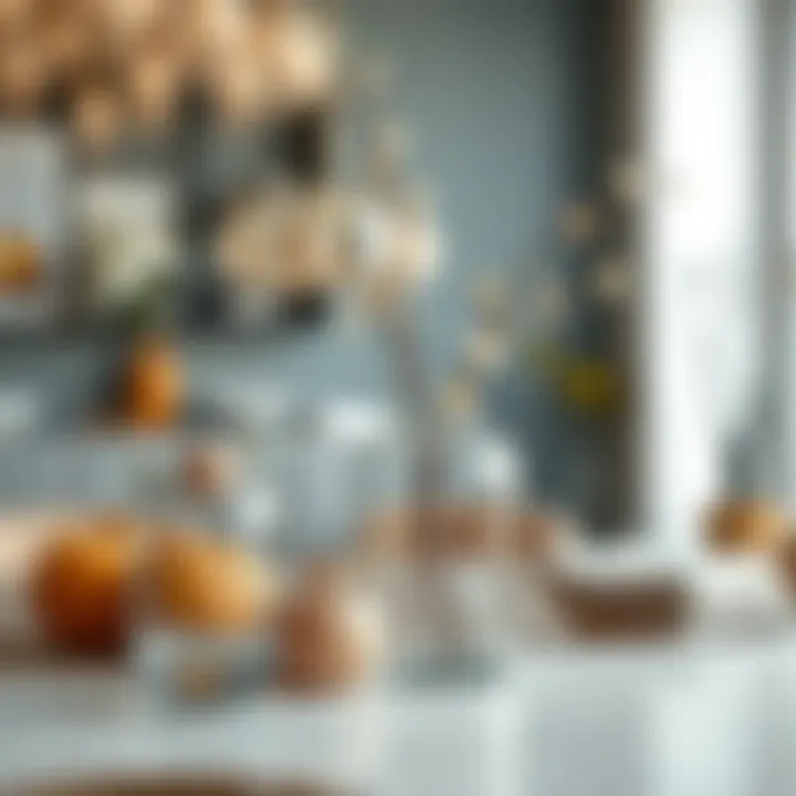 Wide glass vases arranged for seasonal decor