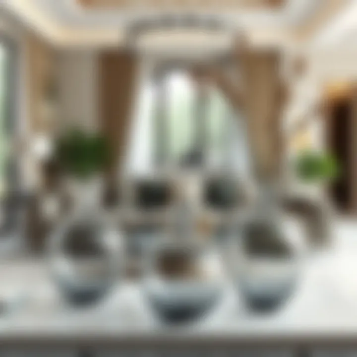 Stylish living room featuring wide glass vases as decor