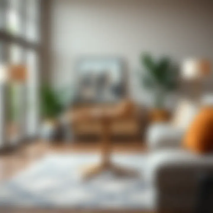 Compact Retractable Round Table in Cozy Living Room Compact retractable round table in a cozy living room