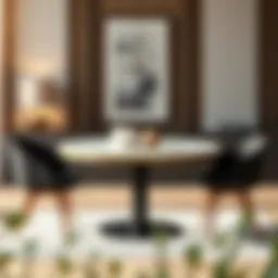 Elegant retractable round table in a modern dining area