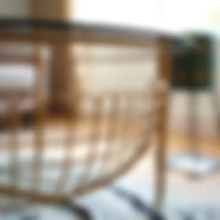 Detailed View of Wire Basket Coffee Table Design Close-up of the intricate design of a wire basket coffee table