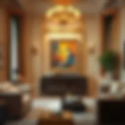 Luxurious thick gold frame showcasing a vibrant painting