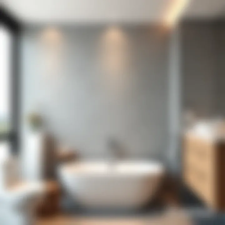 Modern bathroom featuring sleek fixtures and tiles