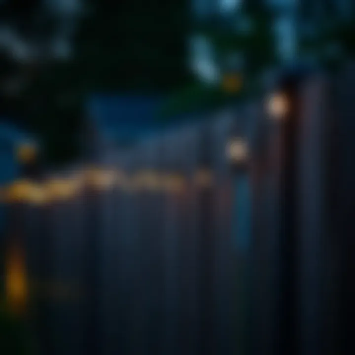 Installation of dusk to dawn outdoor string lights on a fence