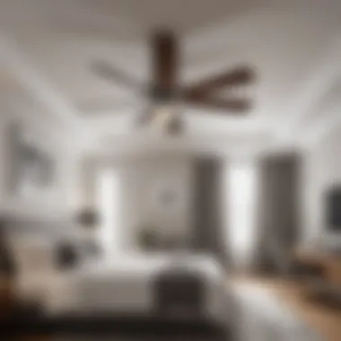 Elegant Low Profile Ceiling Fan Design Elegant low profile ceiling fan in a modern bedroom