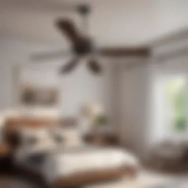 Stylish low profile ceiling fan complementing bedroom decor