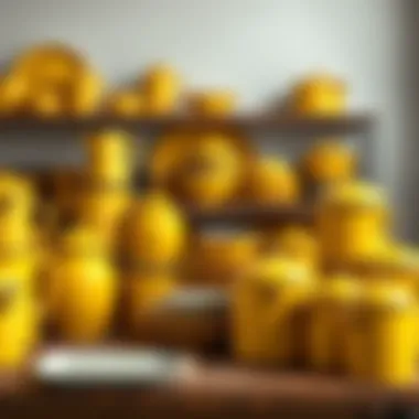 Historic collection of yellow enamelware reflecting its evolution over the years